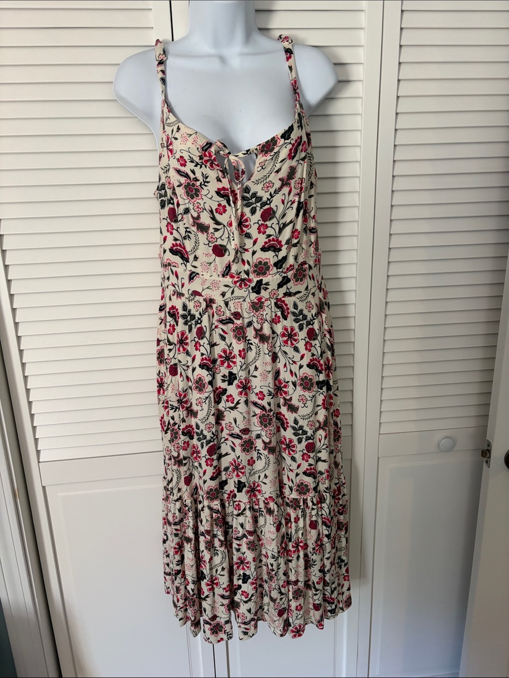 torrid Cream Floral Midi Dress with Pink and Black Print